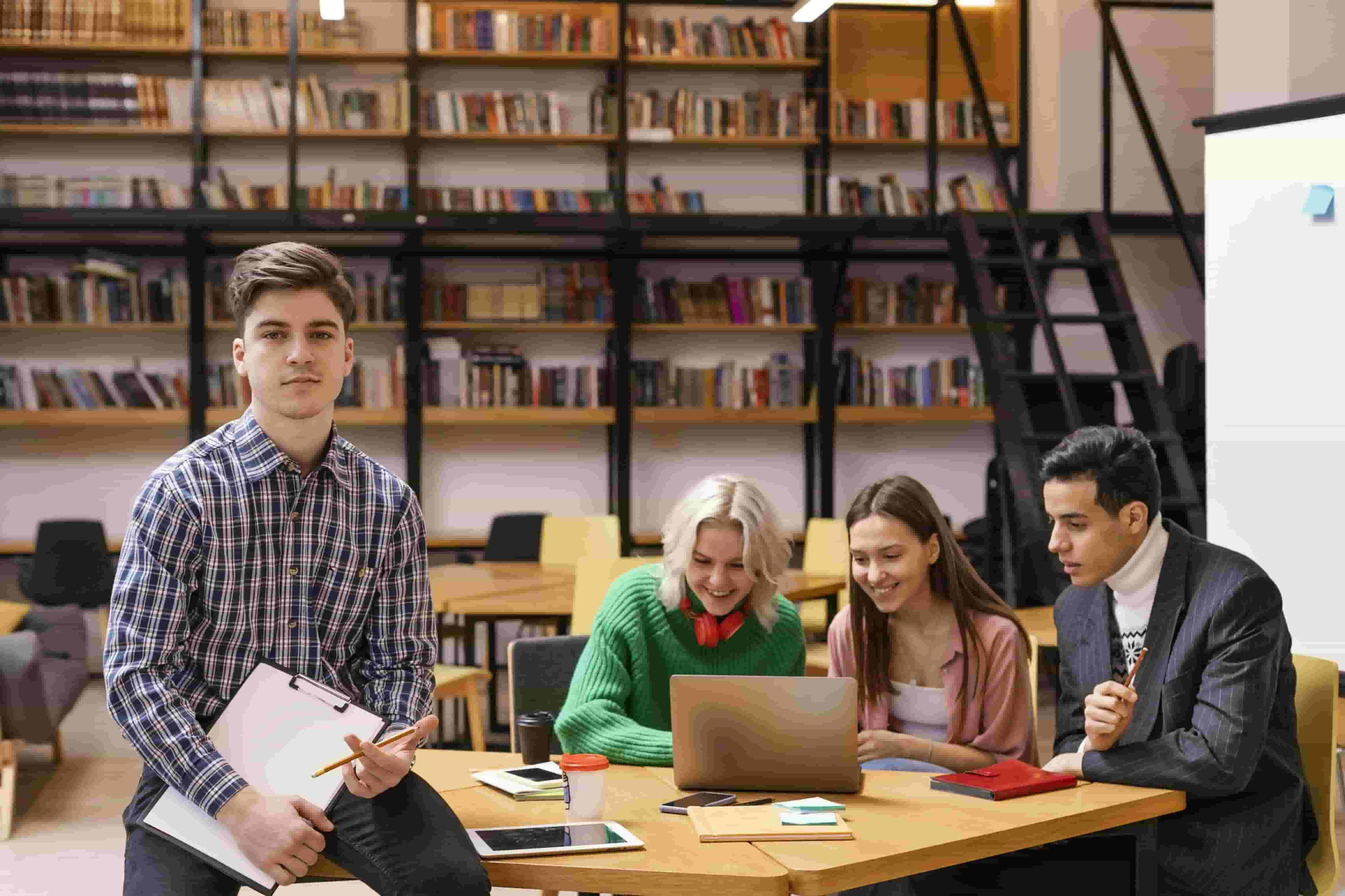 Students drinking coffee