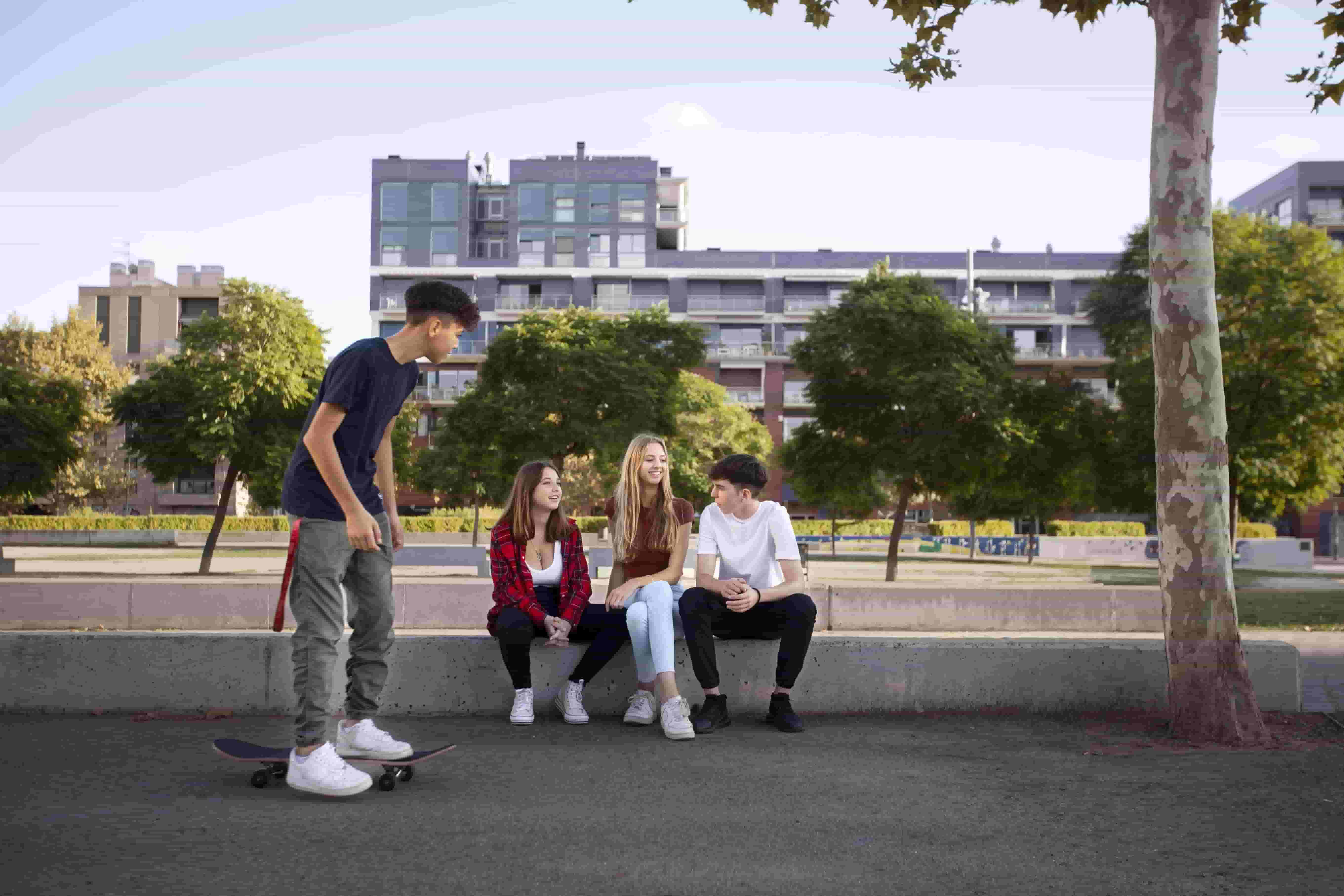 three students having ice cream on a-walk
